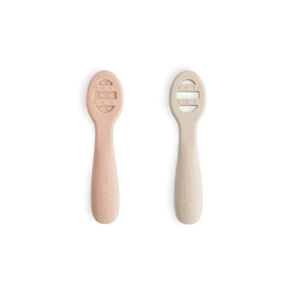 Mushie® Silikonske žlice za hranjenje Blush/Shifting Sand