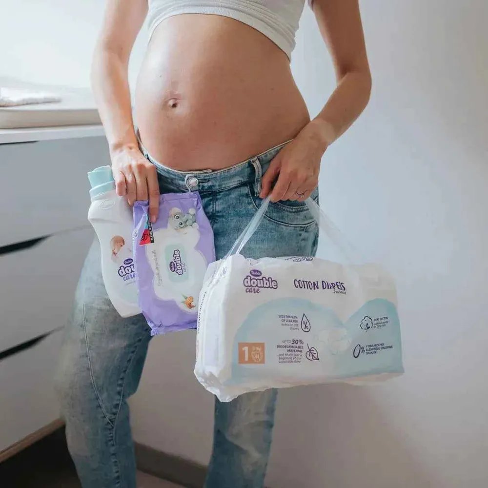 Violeta® Double Care Cotton Touch 1 Newborn (2-5 kg) 44 kom + vlažne maramice Water Care