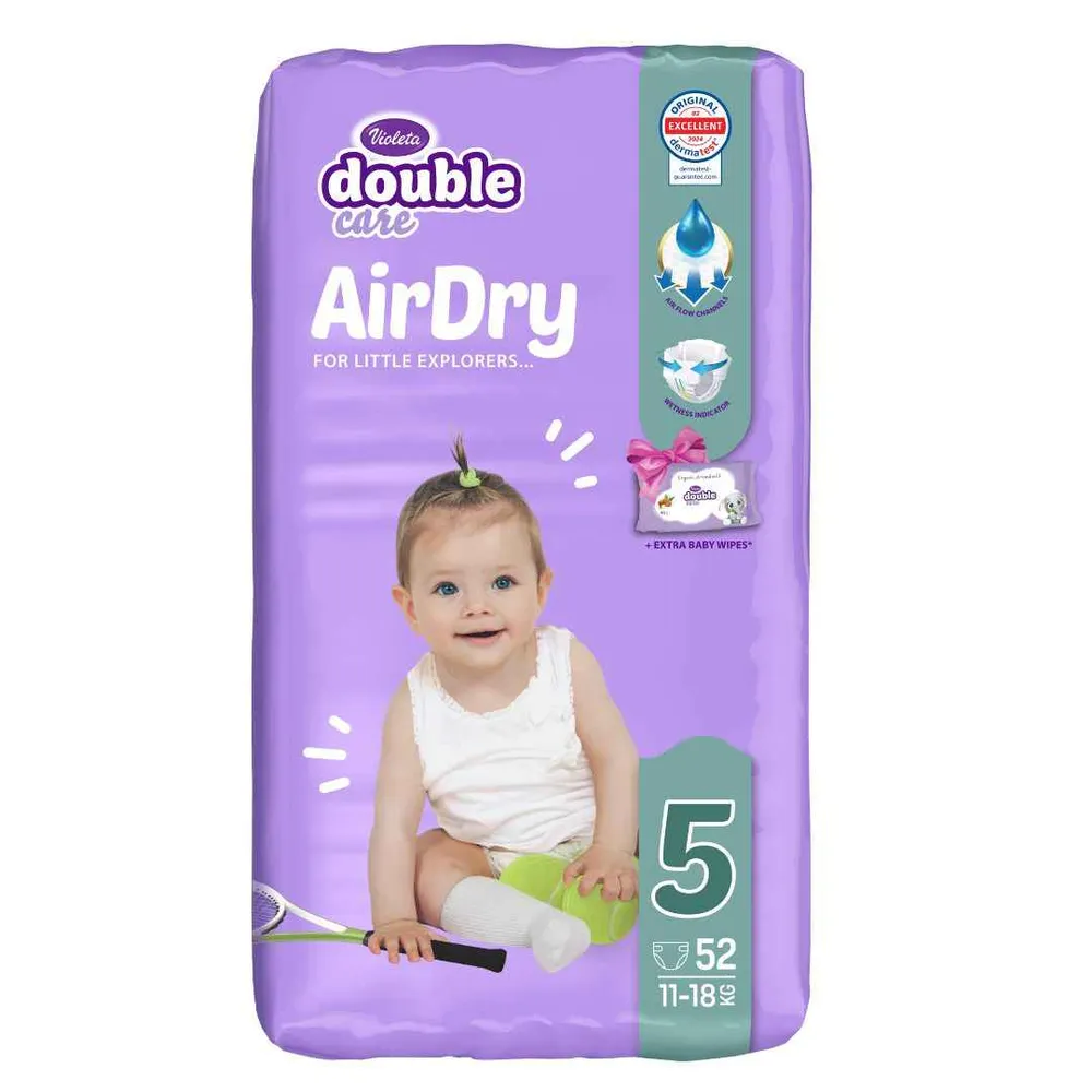 Violeta® Pelene Air Dry 5 Junior (11-25kg) Jumbo 52 + Poklon Baby vlažne maramice