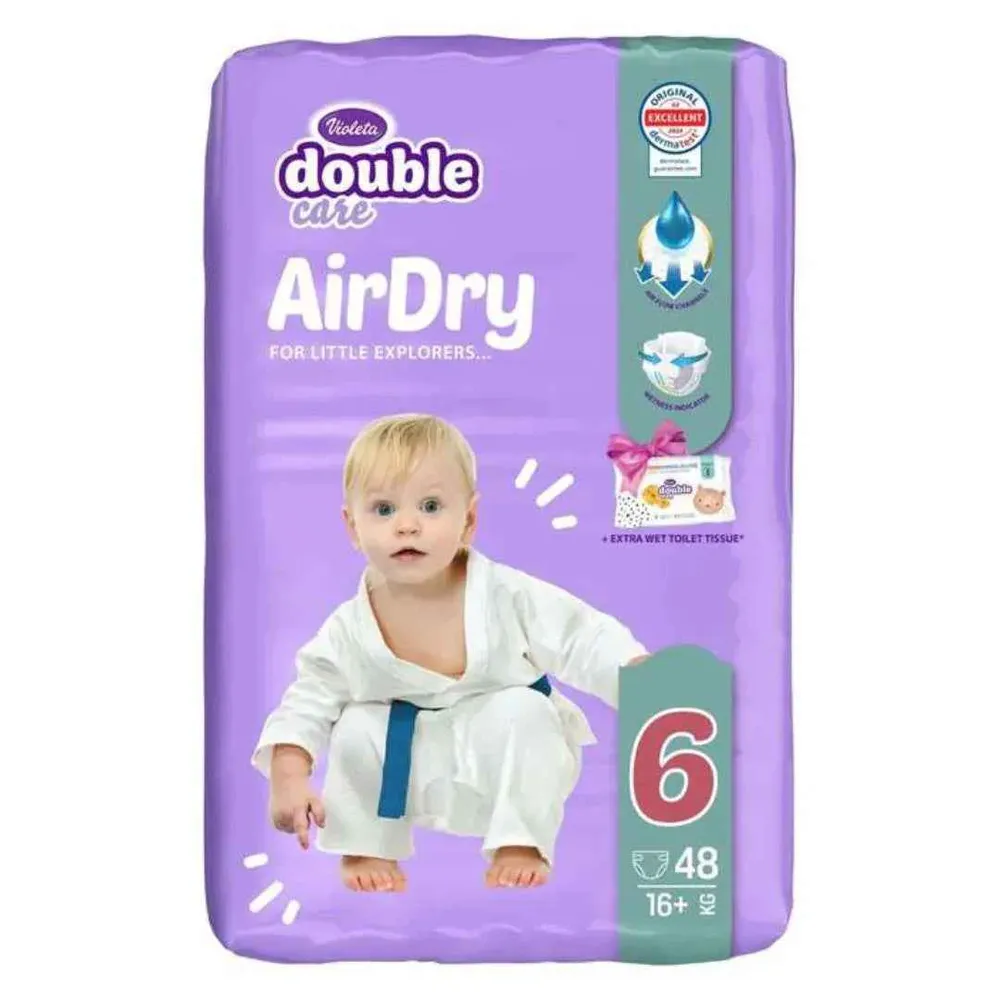 Violeta® Pelene Air Dry 6 Junior Plus (16kg+) Jumbo 48 + Poklon Baby vlažne maramice