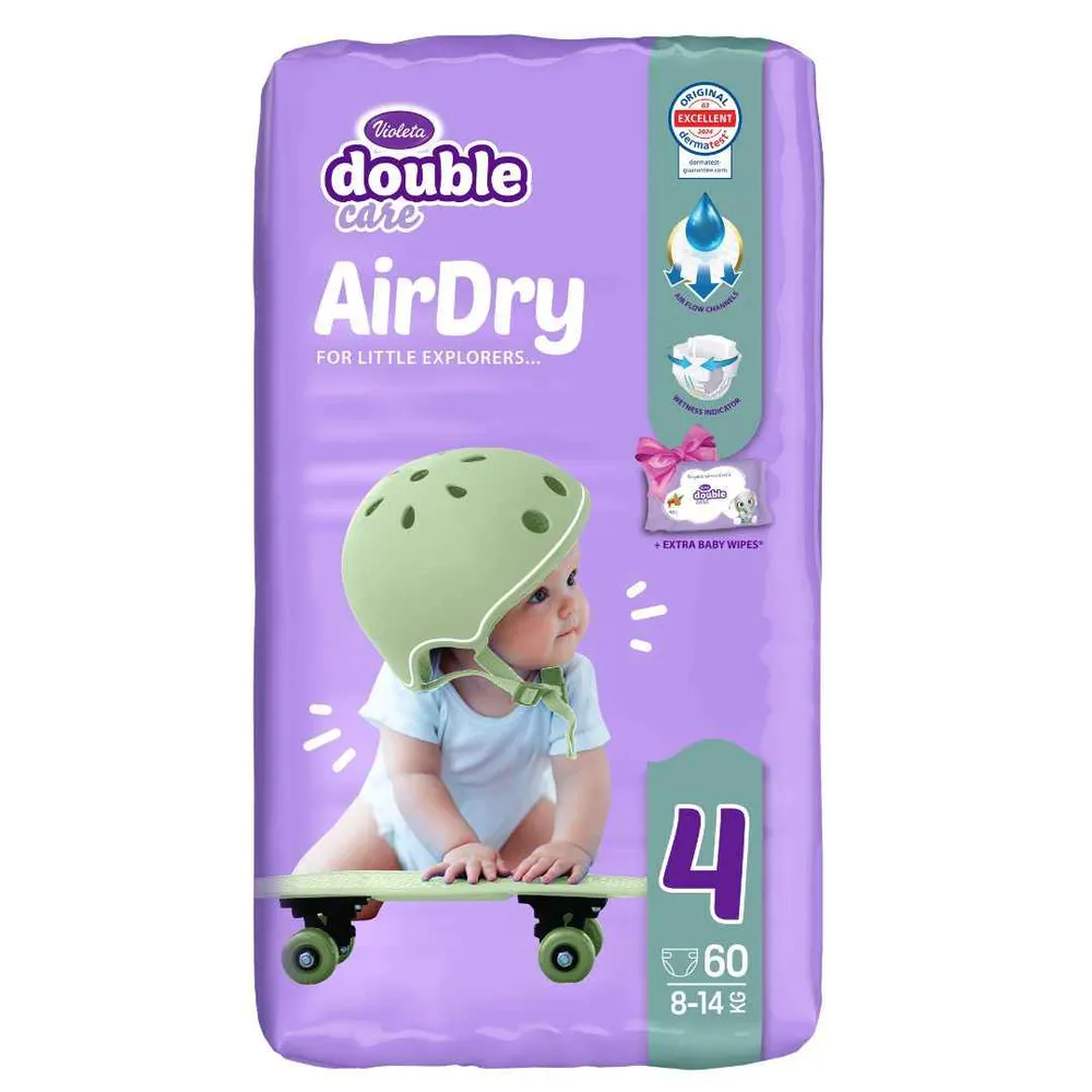 Violeta® Pelene Air Dry 4 Maxi (7-18kg) Jumbo 60+ Poklon Baby vlažne maramice