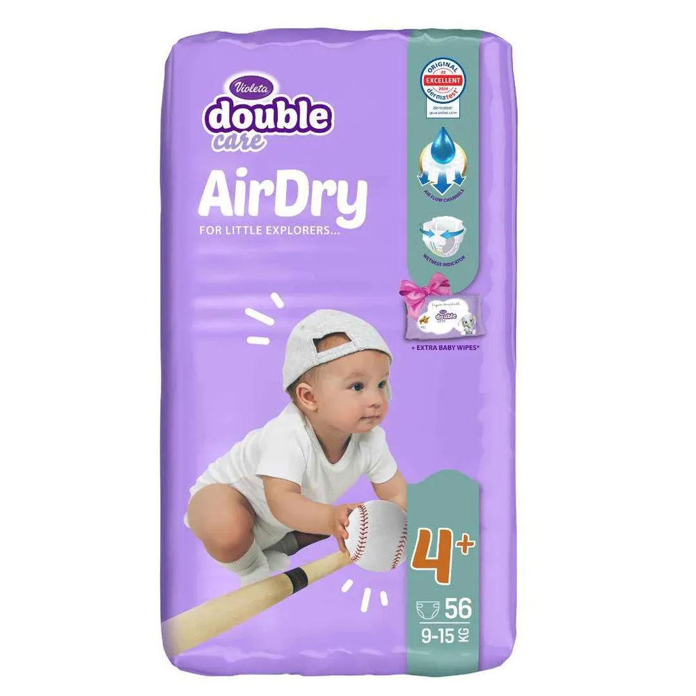 Violeta® Pelene Air Dry 4 Maxi plus (9-20kg) Jumbo 56 + Poklon Baby vlažne maramice