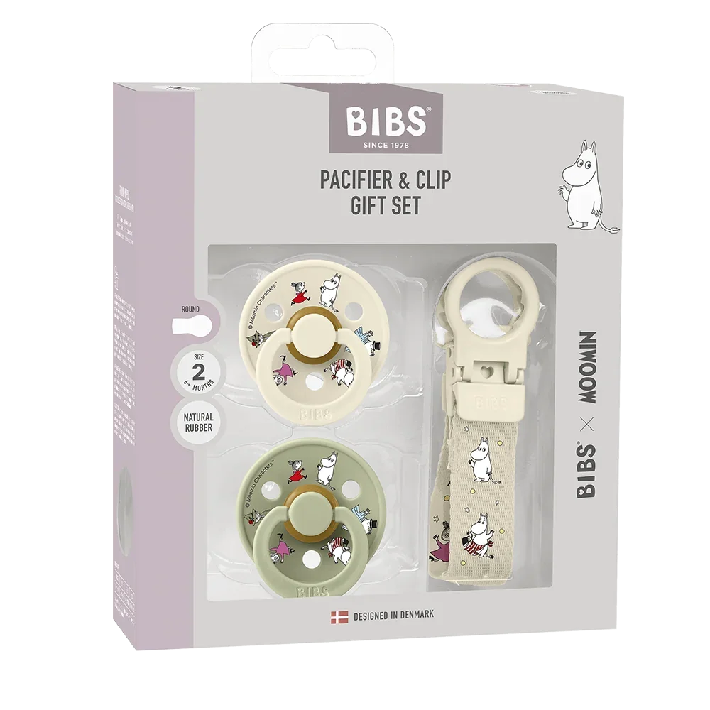 BIBS x Moomin Poklon set Duda & Držč Loop - Ivory/Sage