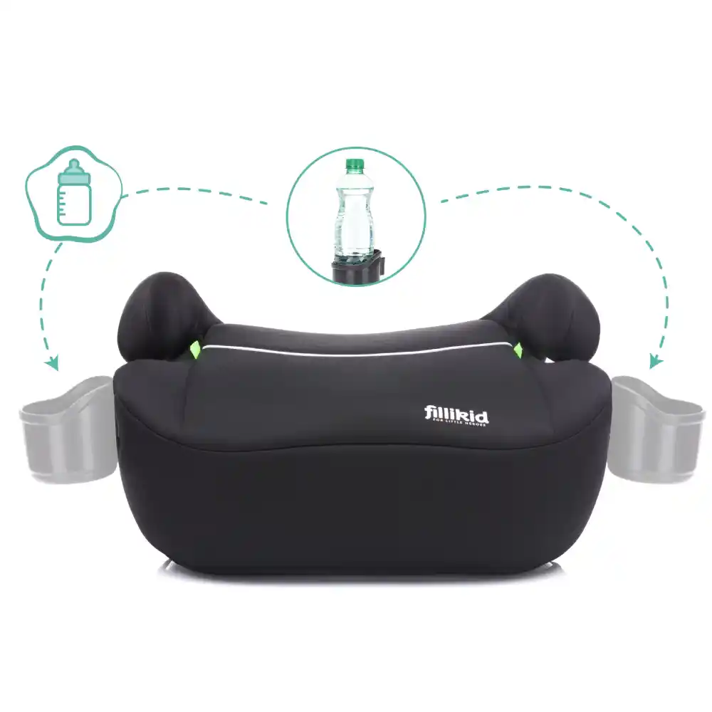 Fillikid Booster/sjedalo za auto (125-150 cm) s Isofix priključkom i držčem za čšu, crna