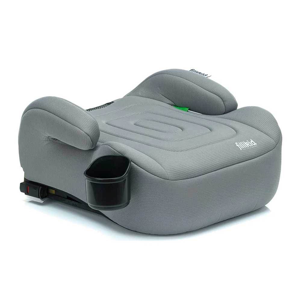 Fillikid Booster/sjedalo za auto Flip deluxe (125-150 cm) s podesivim Isofix priključkom i držčem za čšu, siva