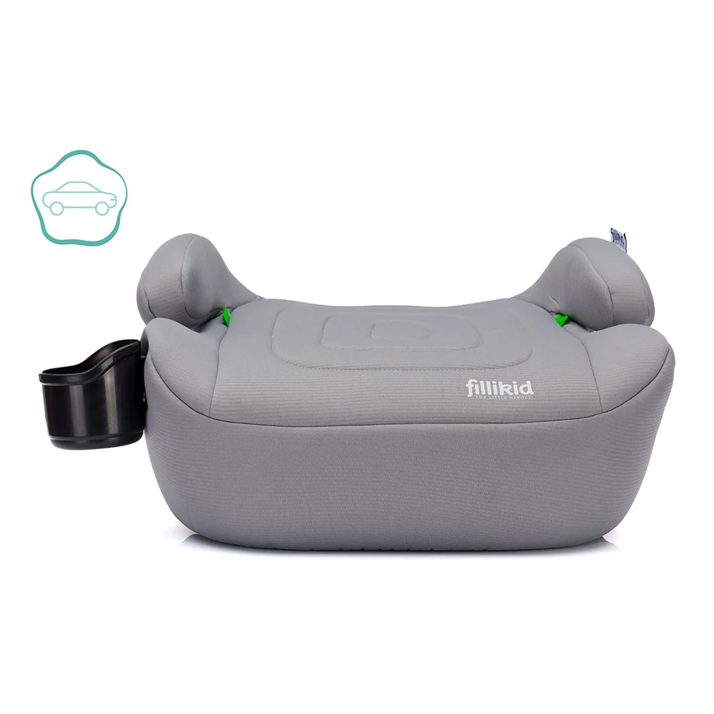 Fillikid Booster/sjedalo za auto Flip deluxe (125-150 cm) s podesivim Isofix priključkom i držčem za čšu, siva