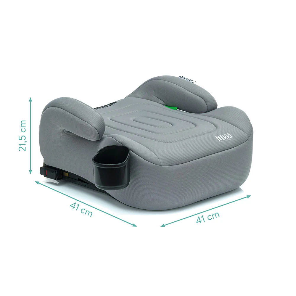 Fillikid Booster/sjedalo za auto Flip deluxe (125-150 cm) s podesivim Isofix priključkom i držčem za čšu, siva
