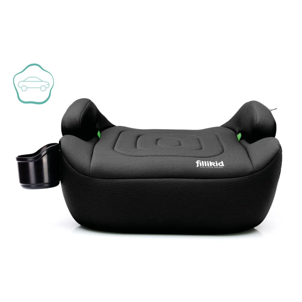 Fillikid Booster/sjedalo za auto Flip deluxe (125-150 cm) s podesivim Isofix priključkom i držčem za čšu, crna