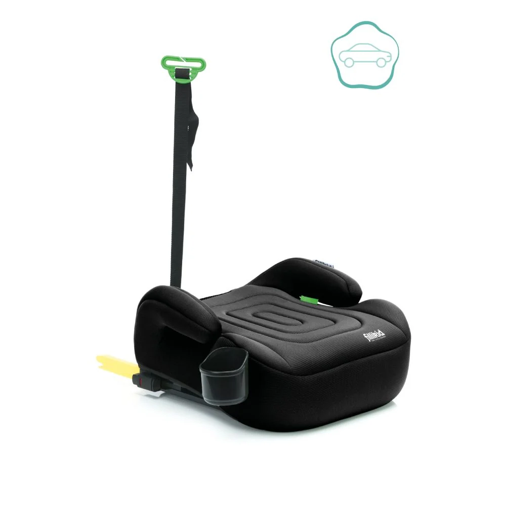 Fillikid Booster/sjedalo za auto Flip deluxe (125-150 cm) s podesivim Isofix priključkom i držčem za čšu, crna