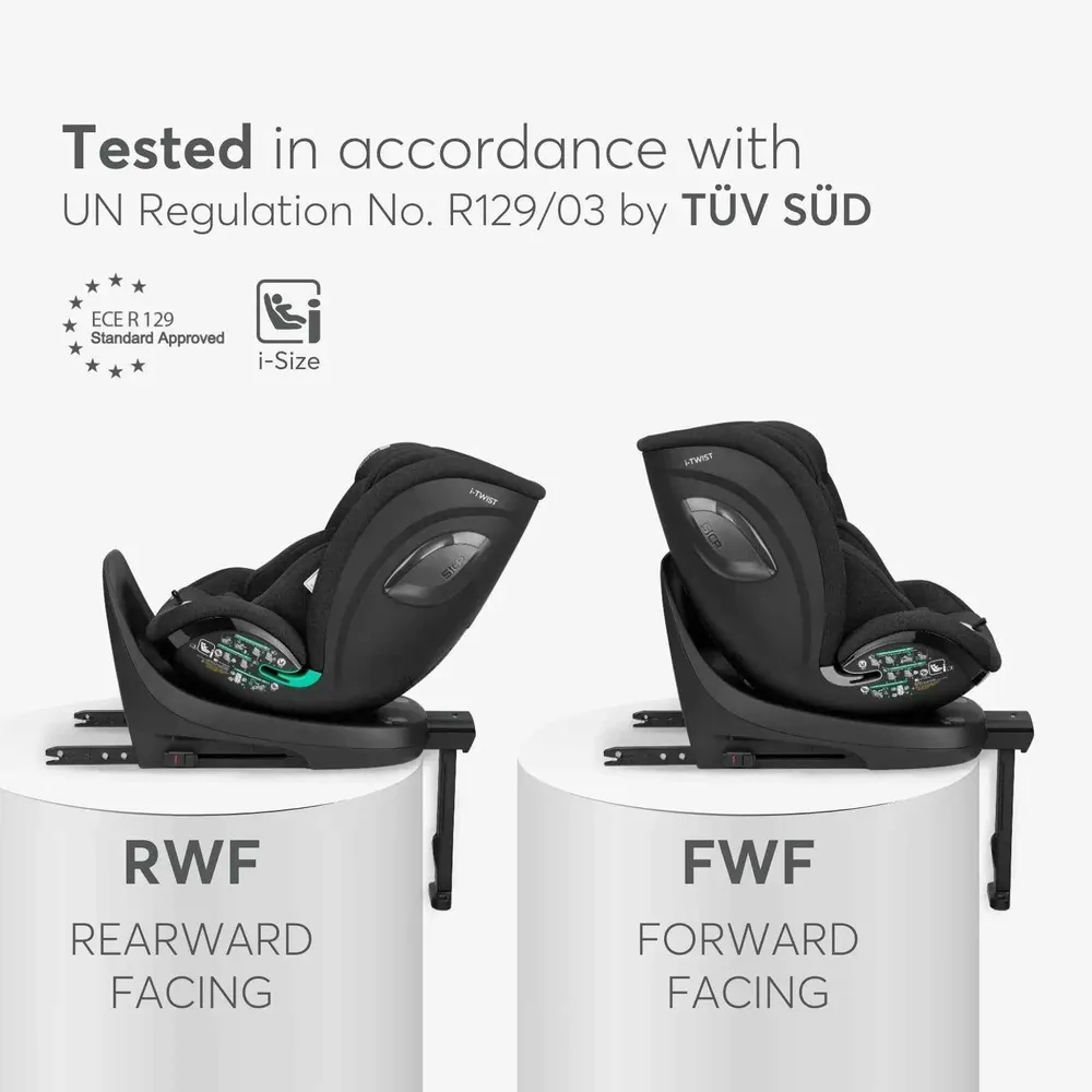 KikkaBoo® Dječja autosjedalica 360° i-Twist i-SIZE (40-150 cm) Dark Grey