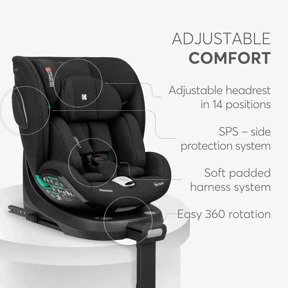 KikkaBoo® Dječja autosjedalica 360° i-Twist i-SIZE (40-150 cm) Black