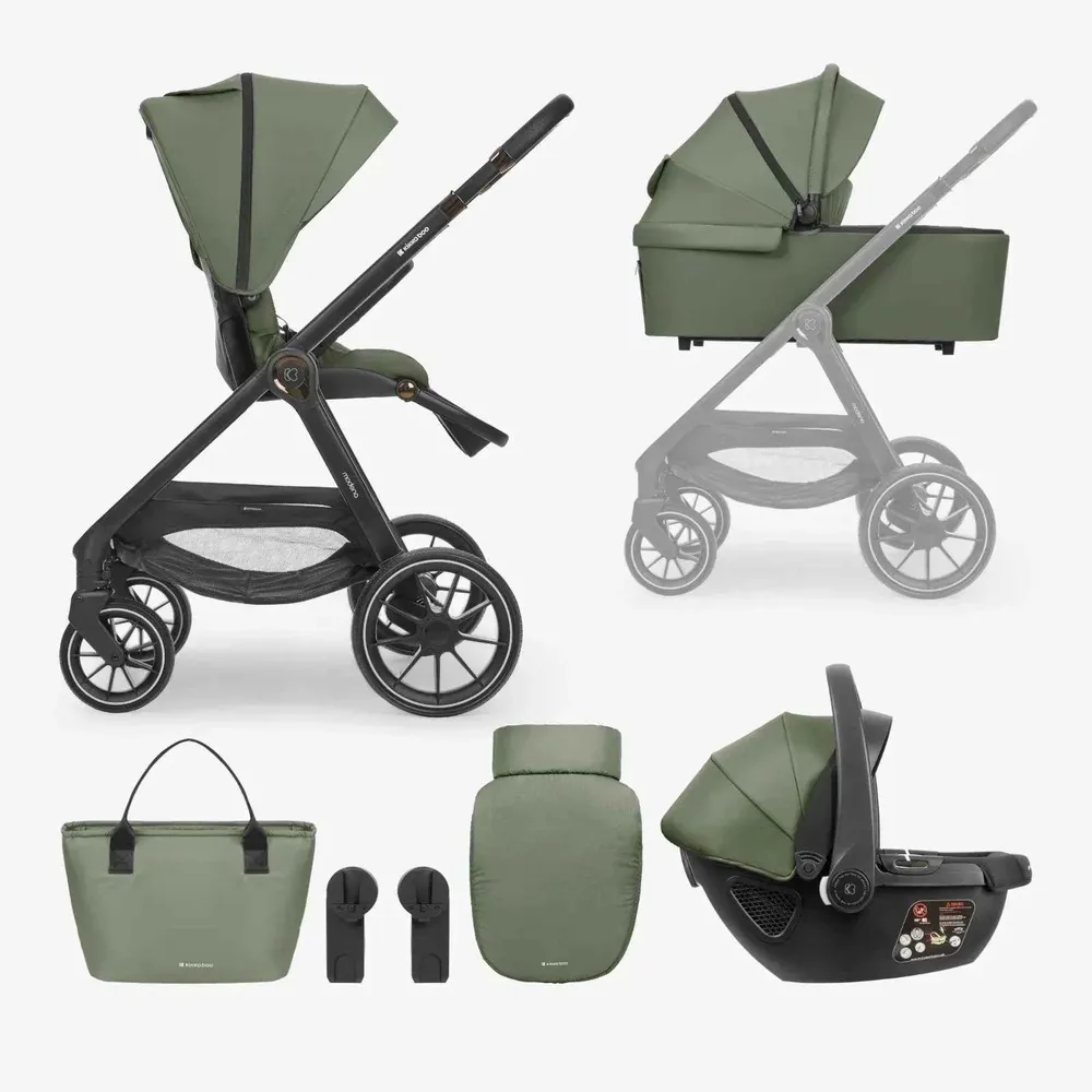 KikkaBoo® Dječja kolica s košarom 3u1 Modena Army Green