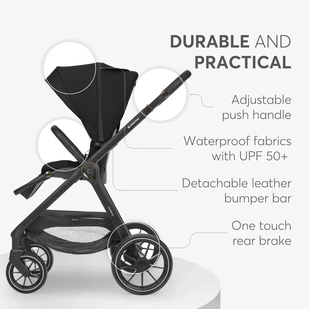 KikkaBoo® Dječja kolica s košarom 3u1 Modena Black
