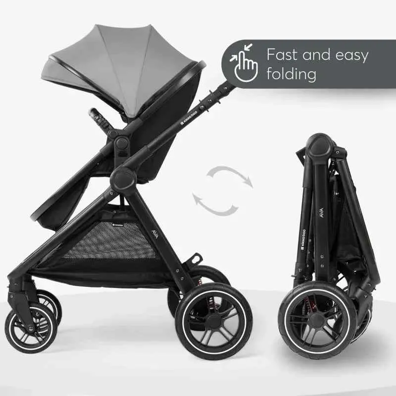 KikkaBoo® Dječji kolica s košarom 3u1 Ava Grey