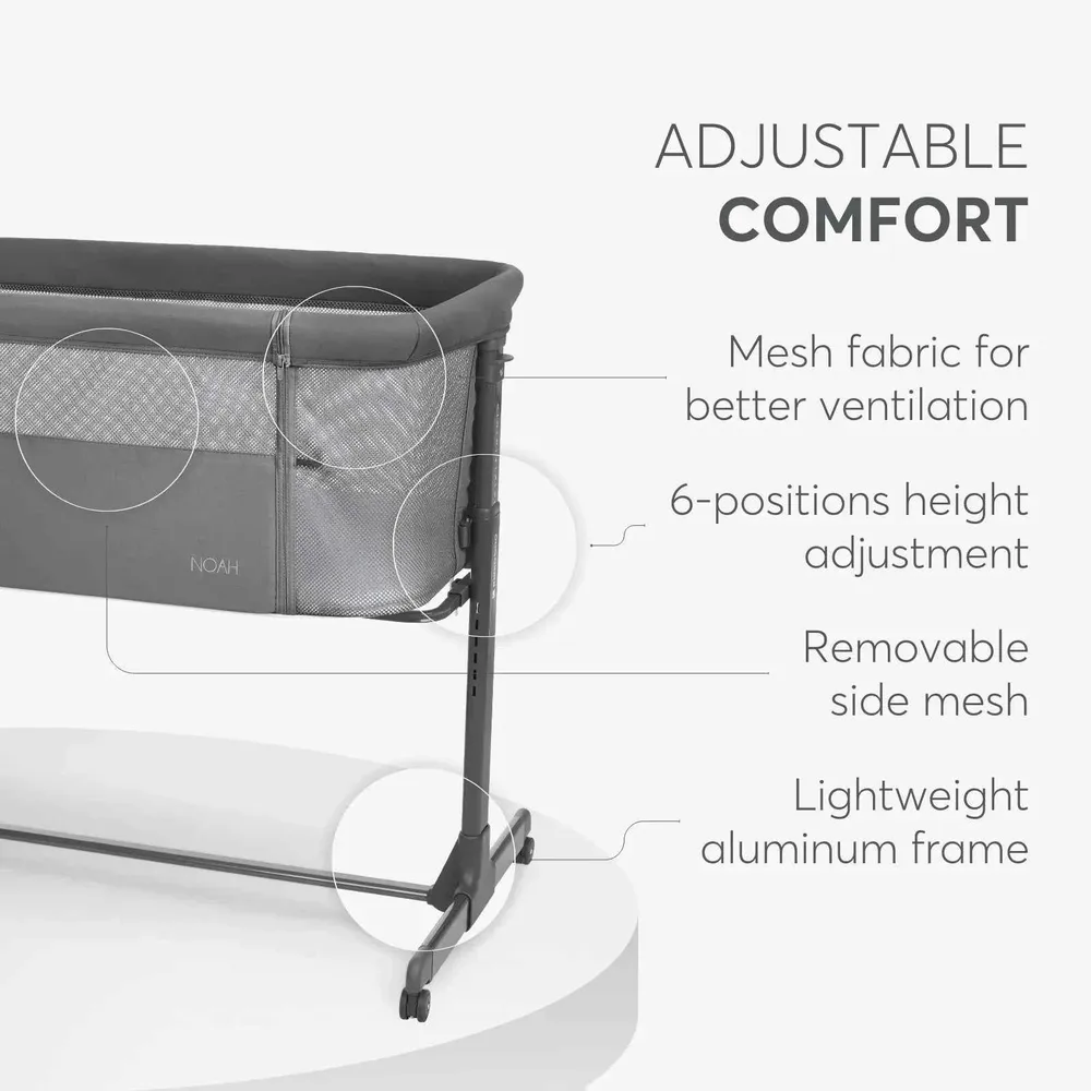 KikkaBoo® Krevetić za uz krevet Noah Light Grey 2025