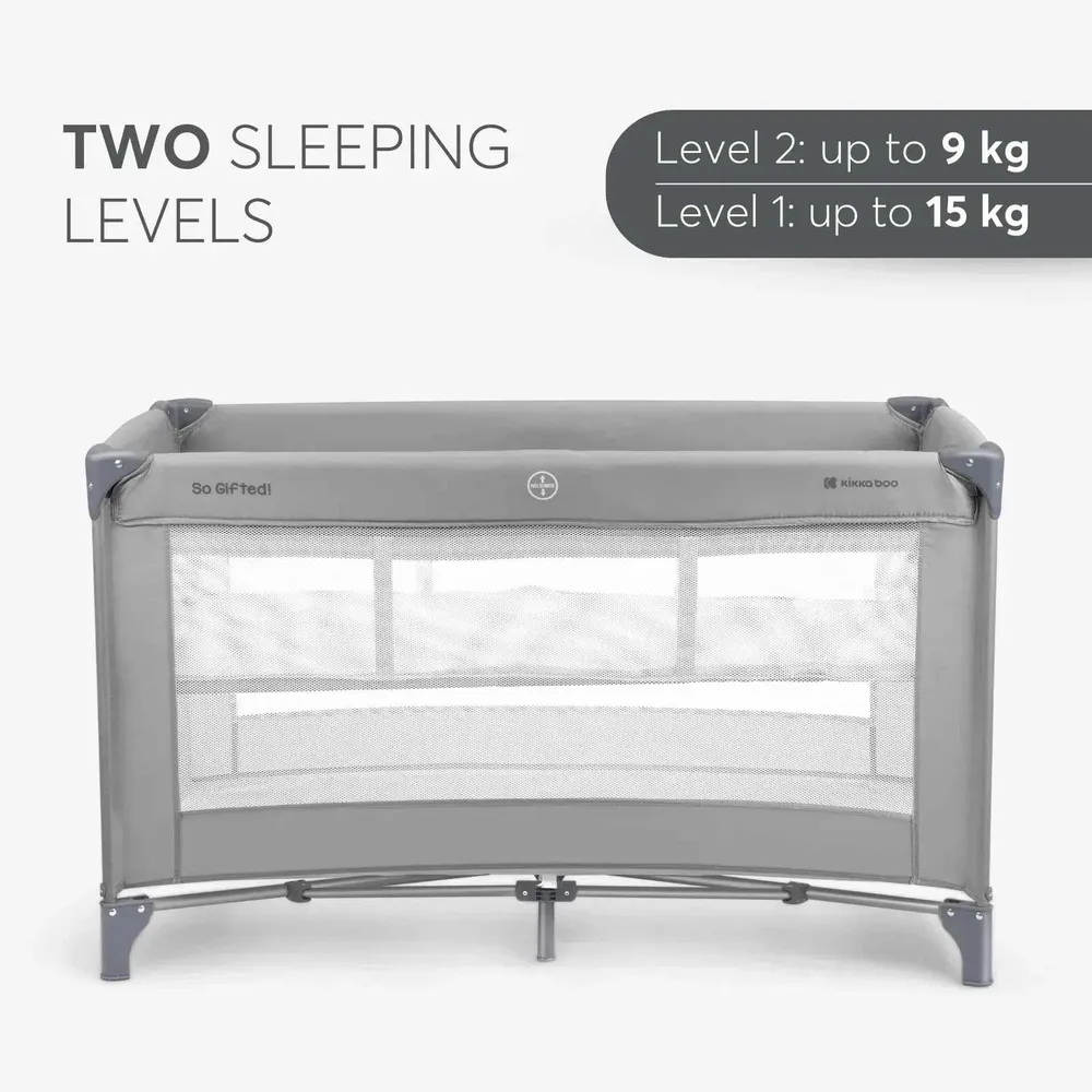 KikkaBoo® Prijenosni krevetić 2 razine 125x65 So Gifted Grey