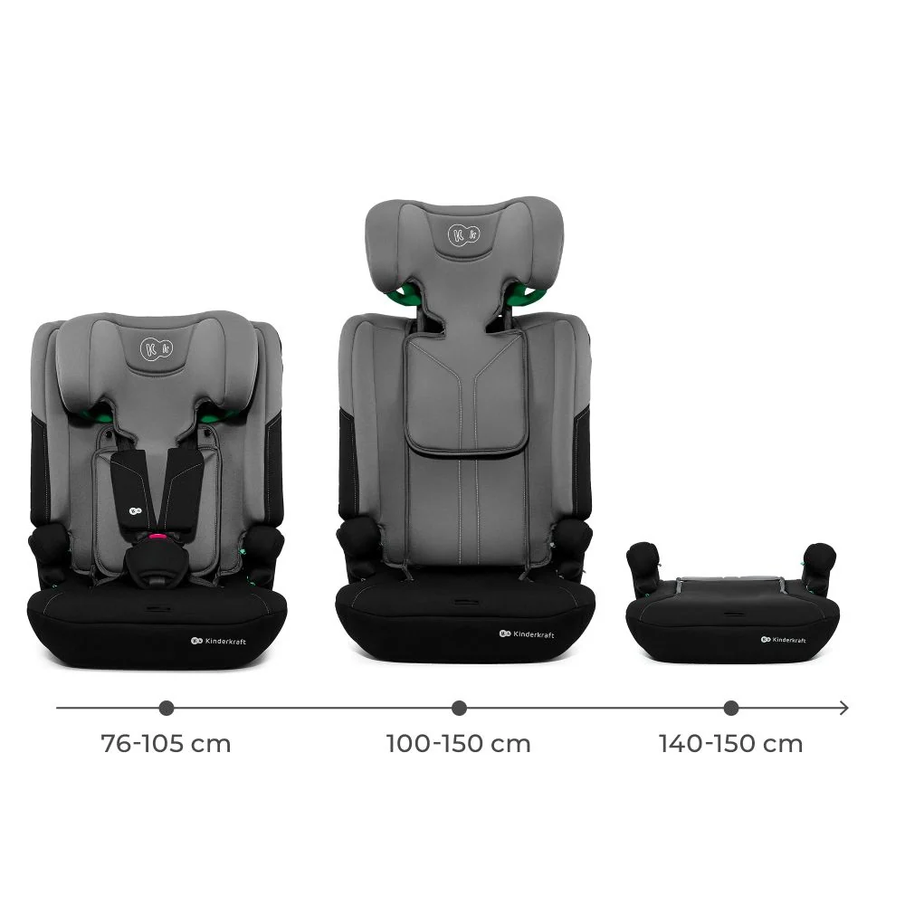 Kinderkraft autosjedalica I-COMFY i-Size 9-36 kg (76-150 cm), Grey