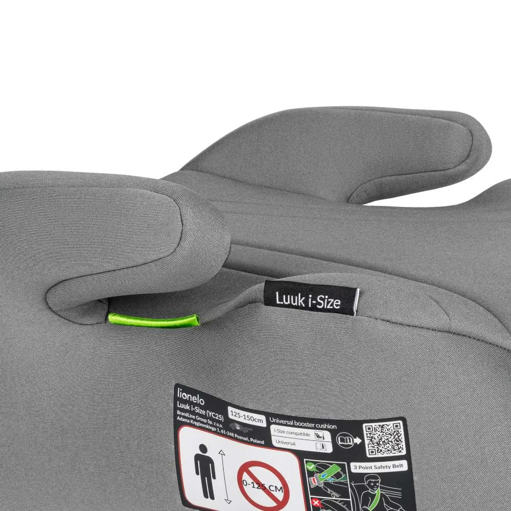 Lionelo Luuk booster/sjedalo za auto i-Size 15-36 kg (125-150 cm), Grey