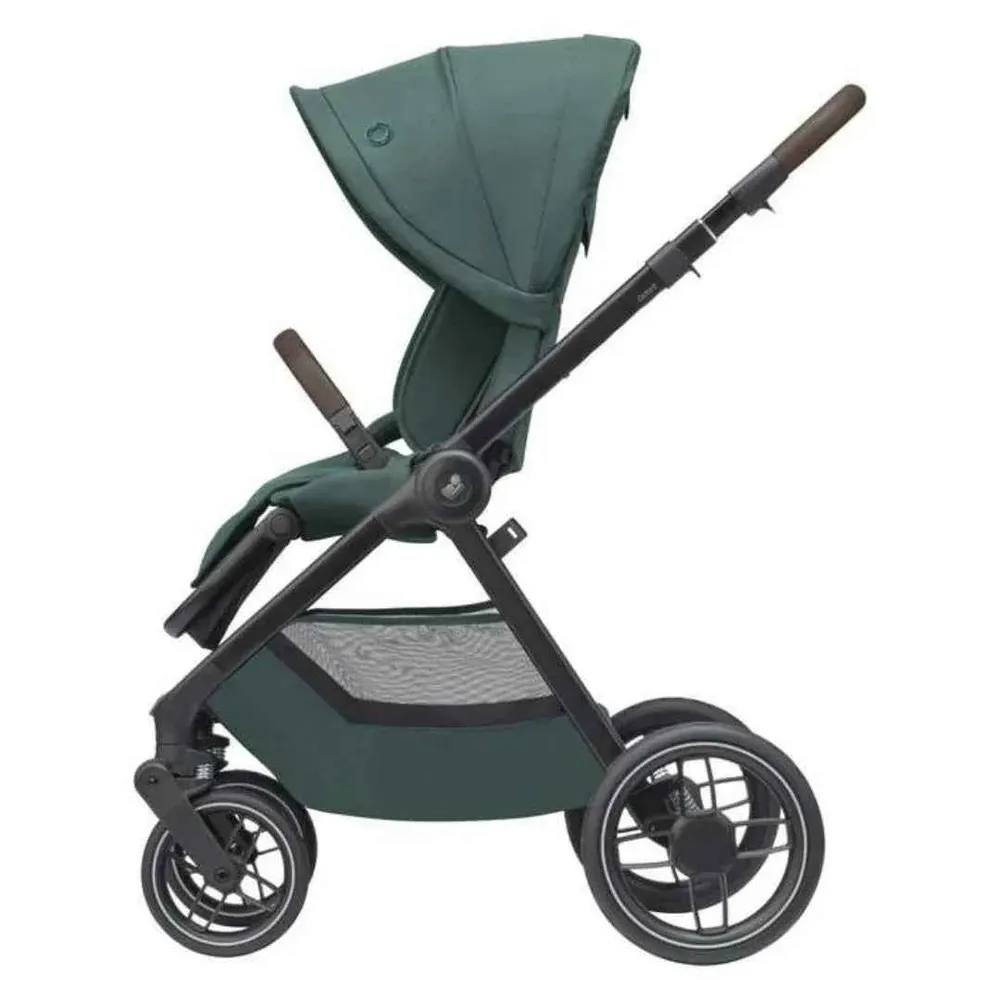 Maxi Cosi® Dječja kolica s sjedalom dark frame + dark brown leather Oxford Essential Green