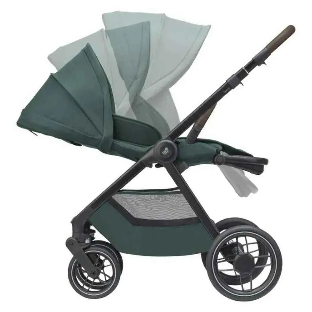 Maxi Cosi® Dječja kolica s sjedalom dark frame + dark brown leather Oxford Essential Green