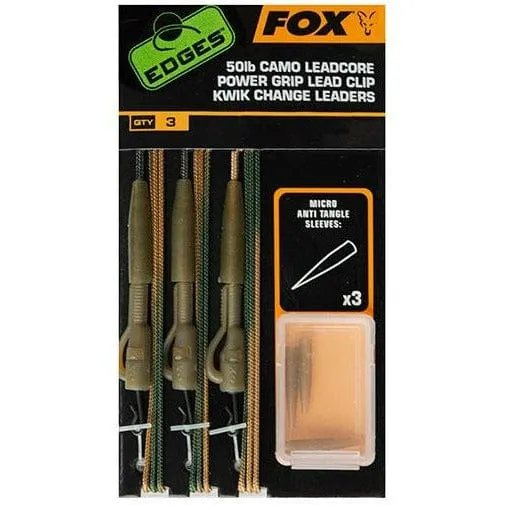 Fox Edges 50lb Camo Leadcore Power Grip Lead Clip Kwik Change Leaders