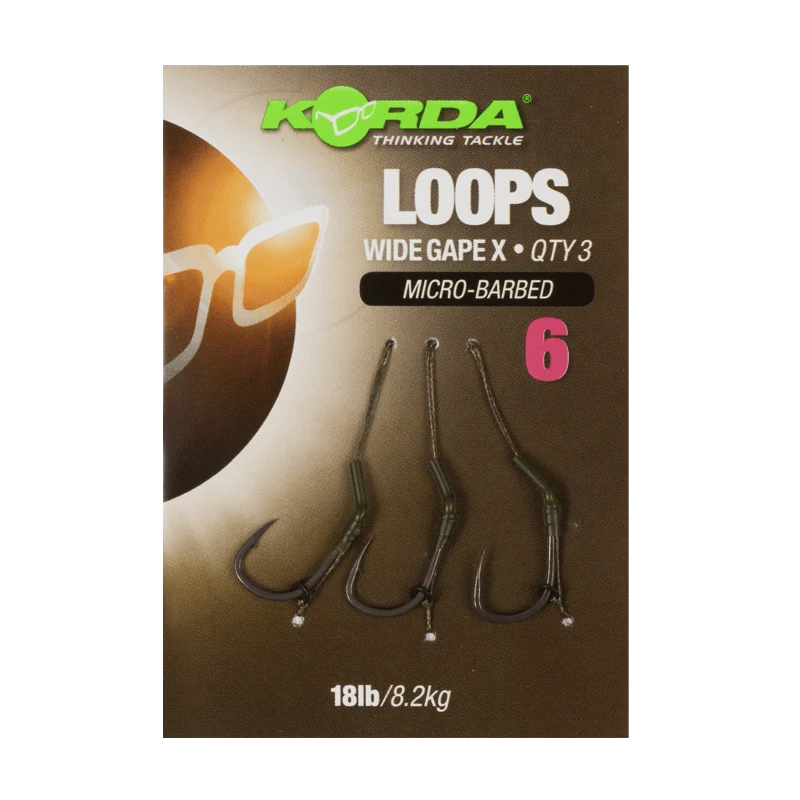 Korda Loop Rigs Size 4 DF Wide Gape X 18lb