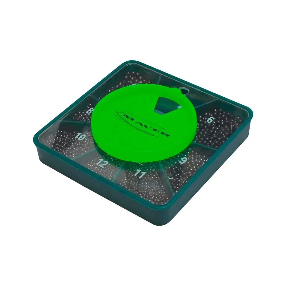 Maver Super-Calibrated Split Shot Box (Sizes 4, 6, 8, 9, 10, 11, 12)