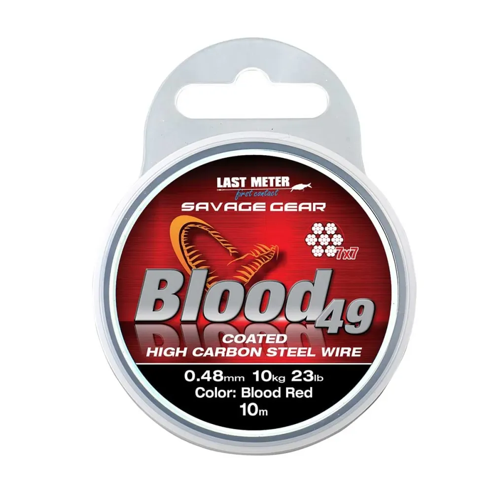 Savage Gear Blood49 0.60mm 16kg 35lb Coated Red 10m