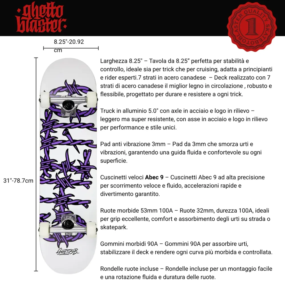 Skateboard Ghettoblaster za početak Barded Wire Pou 8.25"