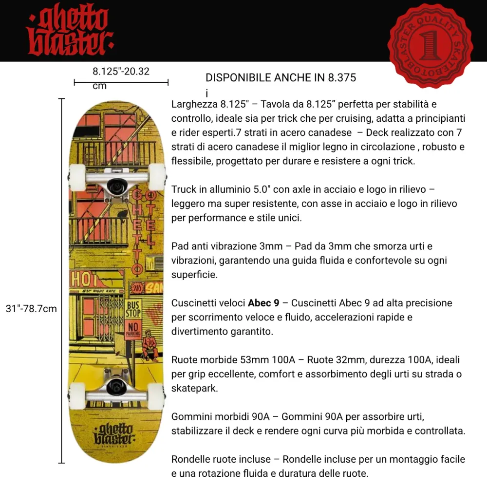 Skateboard Ghettoblaster za početak Hotel Rust 8.375"