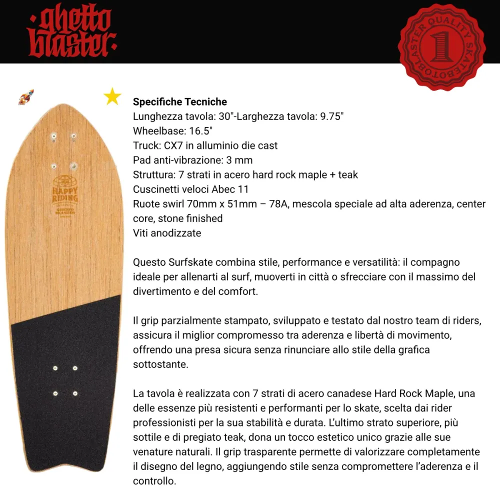 Skateboard Ghettoblaster Surfskate CX7 Palm Sand 30" 9.75"