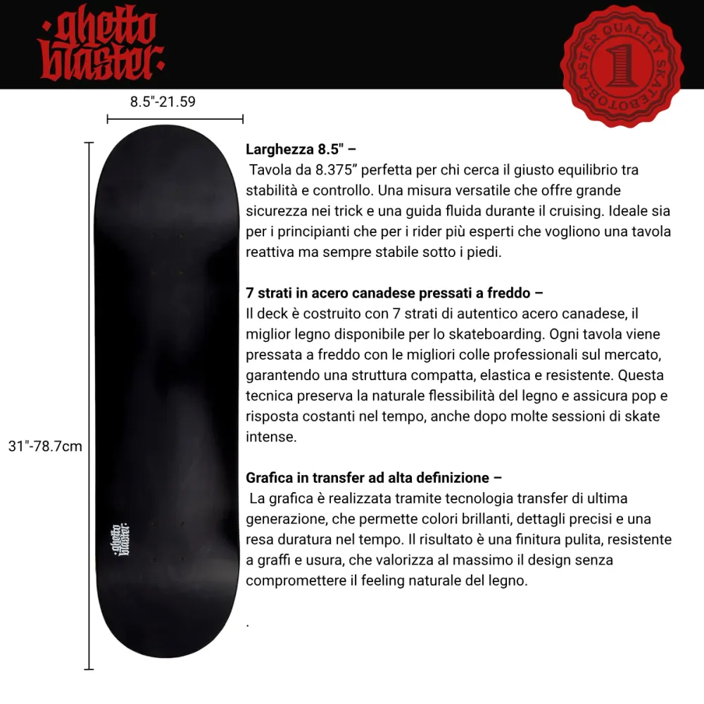 Skateboard Ghettoblaster Tavola Small Logo Crni 8.5"