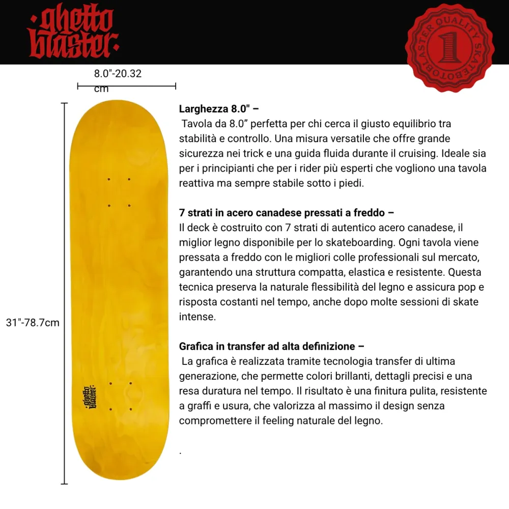 Tavola Skateboard Deck Ghettoblaster Pregripped Small Logo Žuta 8.0"