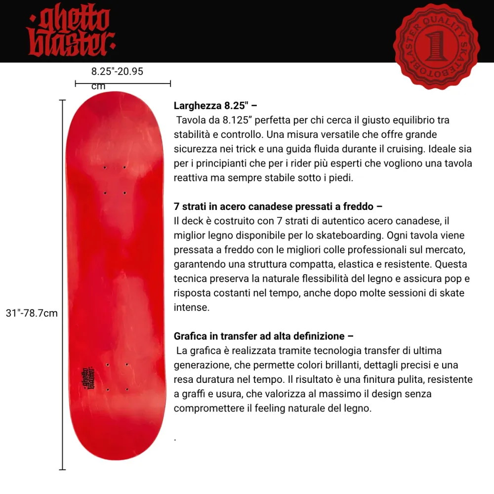 Tavola Skateboard Deck Ghettoblaster Pregripped Small Logo Crvena 8.25"