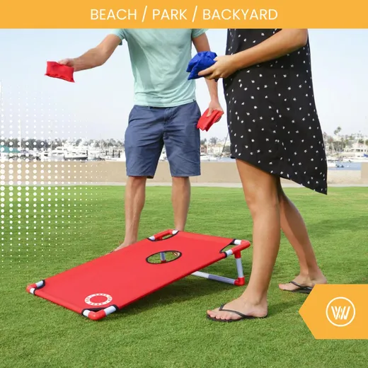 Cornhole set za plažu - 90x60 cm - Red Zone - uključuje 2x4 Cornhole vrećice i torbu za nošenje