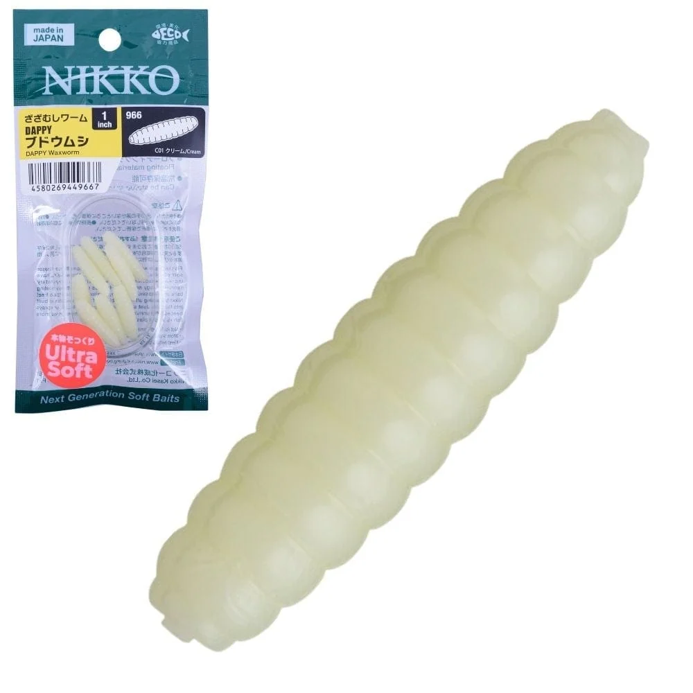 NIKKO KASEI Dappy WaxWorm 1" Scented Floating Soft Bait (Ultra Soft)