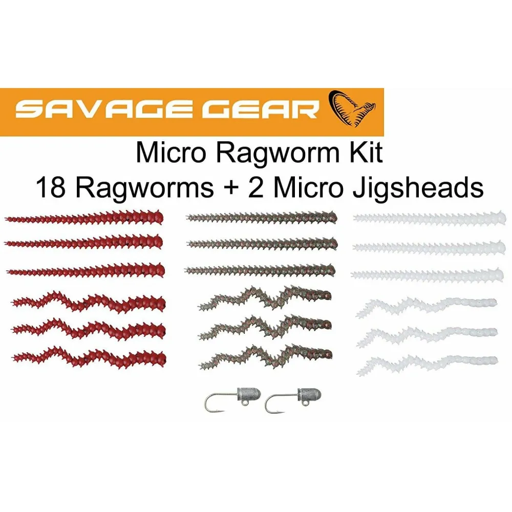 Savage Gear LRF Ragworm Kit 18+2 pcs (Red, Brown, Glow)