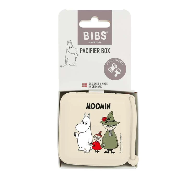 BIBS Pribor Kutija za dude - Sutteboks s mjestom za 3 Dude - Moomins - Slonova boja