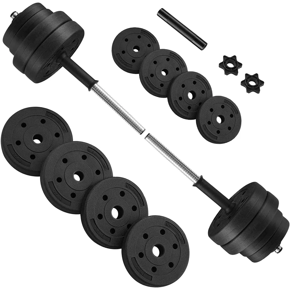 Set bučica, dodatna bučica sa šipkom, 30 kg, crna