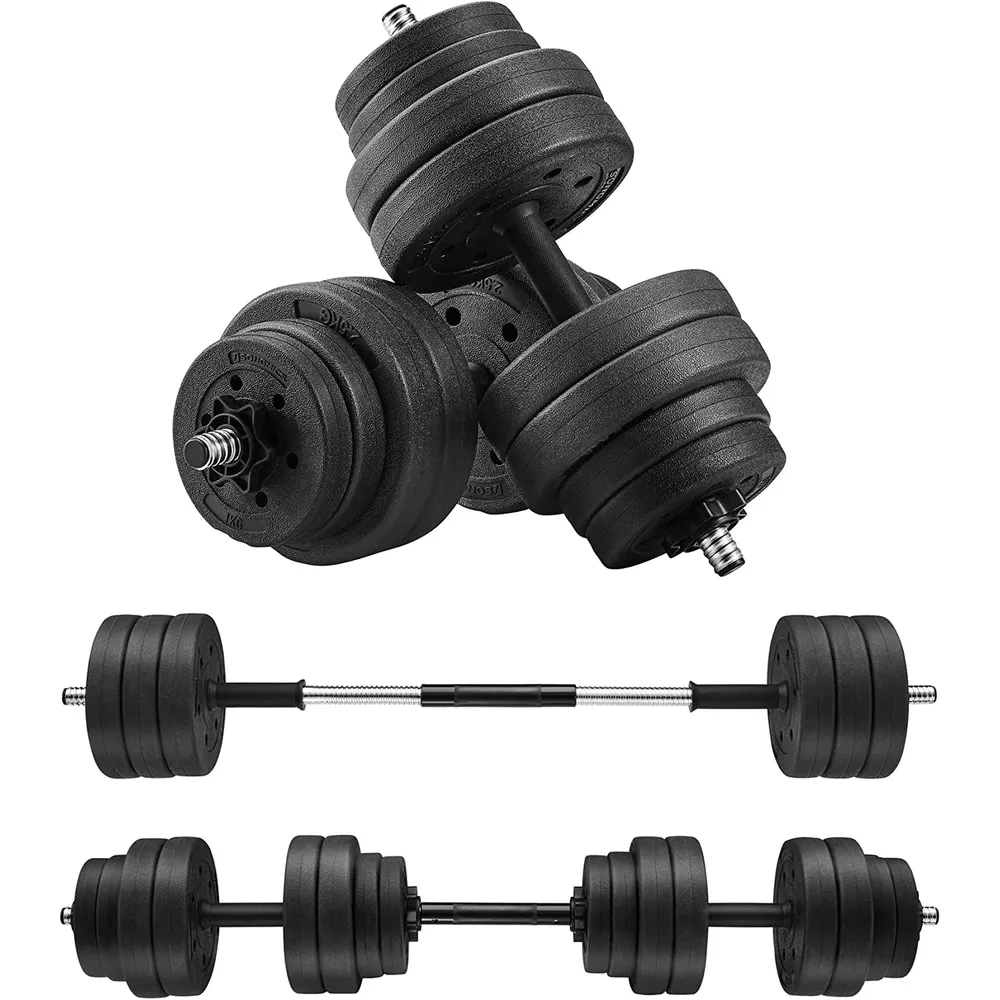 Set bučica, dodatna bučica sa šipkom, 30 kg, crna