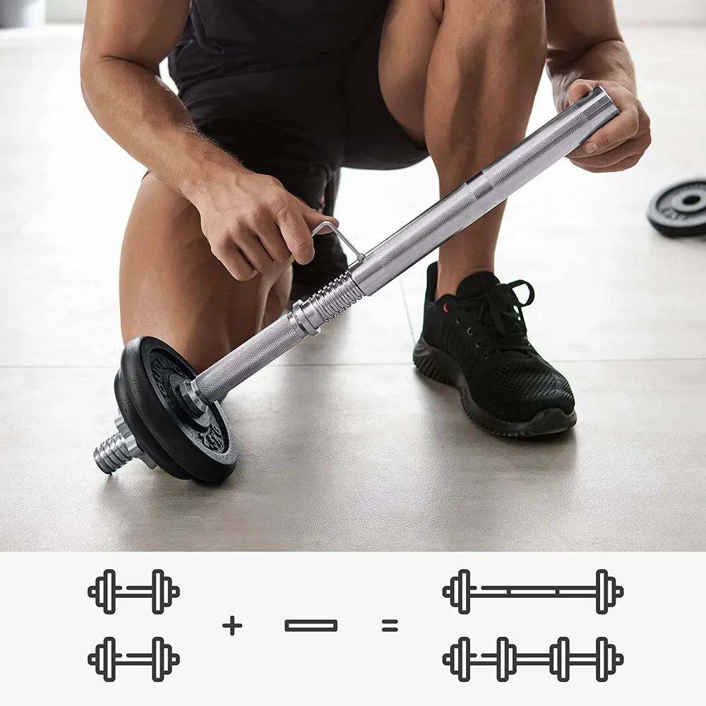 Set utega, podesiv od lijevanog željeza, s dodatnom šipkom za utege, 20 kg