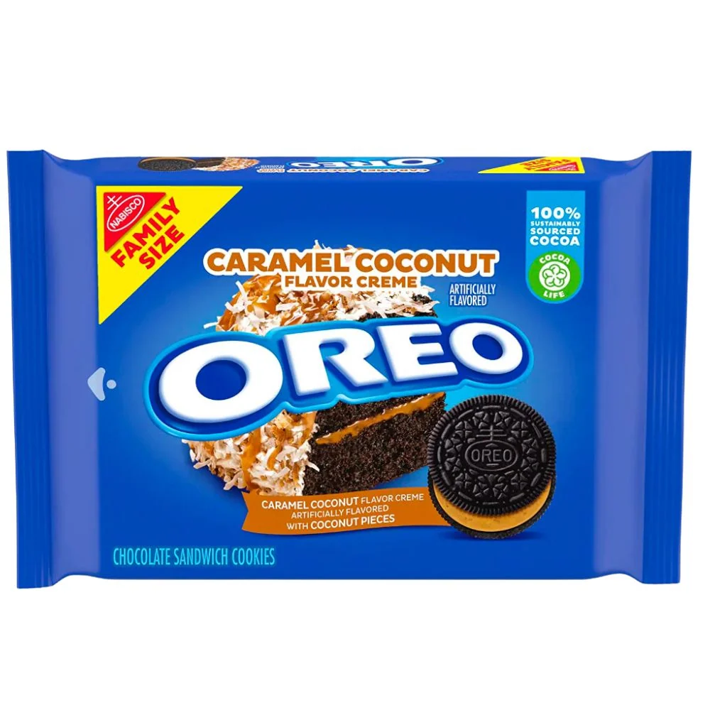 Oreo Caramel Coconut, keksi s kakaom s kremom s okusom karamela i kokosa od 482g