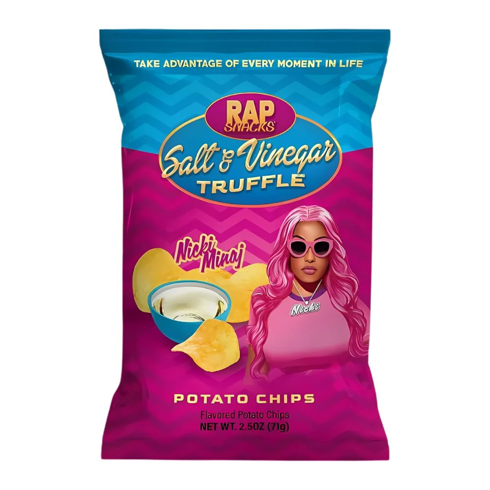 Rap Snacks Nicki Minaj Salt & Vinegar Truffle Potato Chips, čips s okusom soli, octa i tartufa od 71g