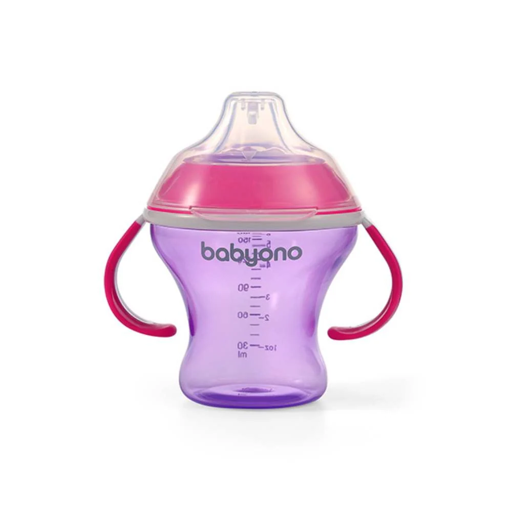 BabyOno Neprolijevajuć čš Natural, ljubičasto-roza