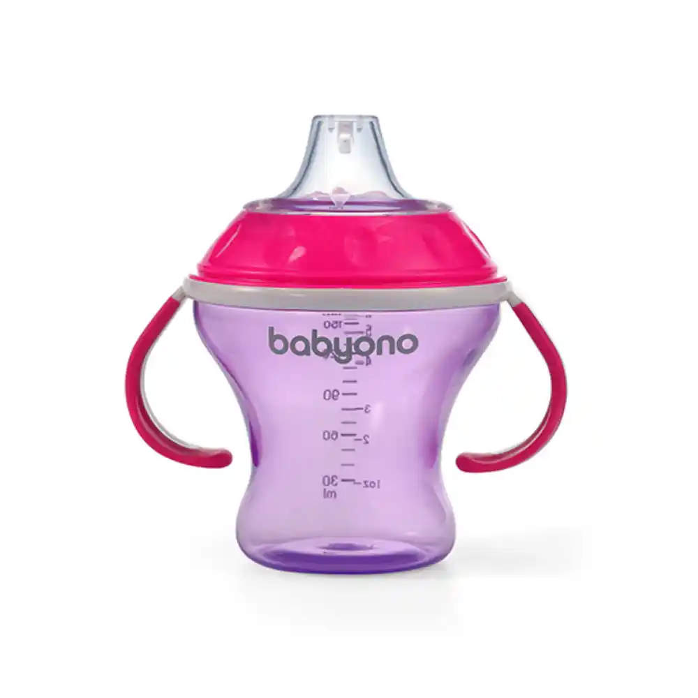 BabyOno Neprolijevajuć čš Natural, ljubičasto-roza