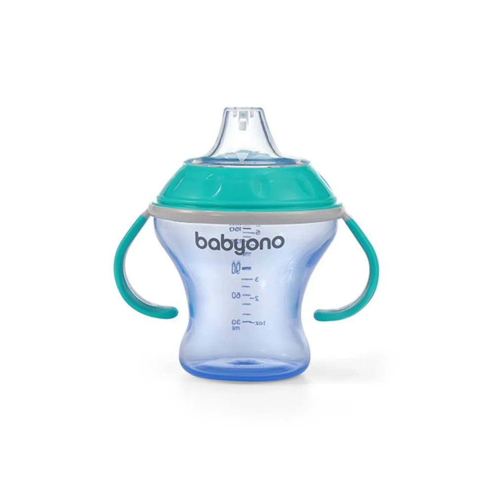 BabyOno Neprolijevajuć čš Natural, plavo-tirkizna