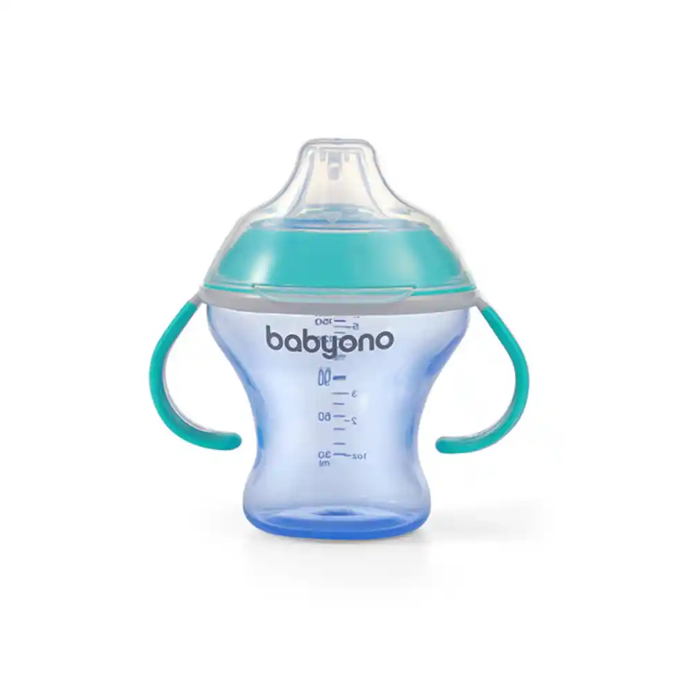 BabyOno Neprolijevajuć čš Natural, plavo-tirkizna