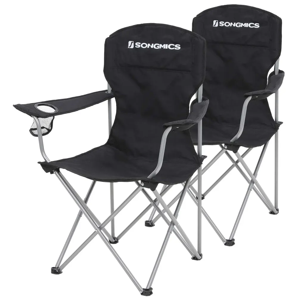 Set od 2 sklopive stolice za kampiranje, ergonomske stolice s držčem za čše
