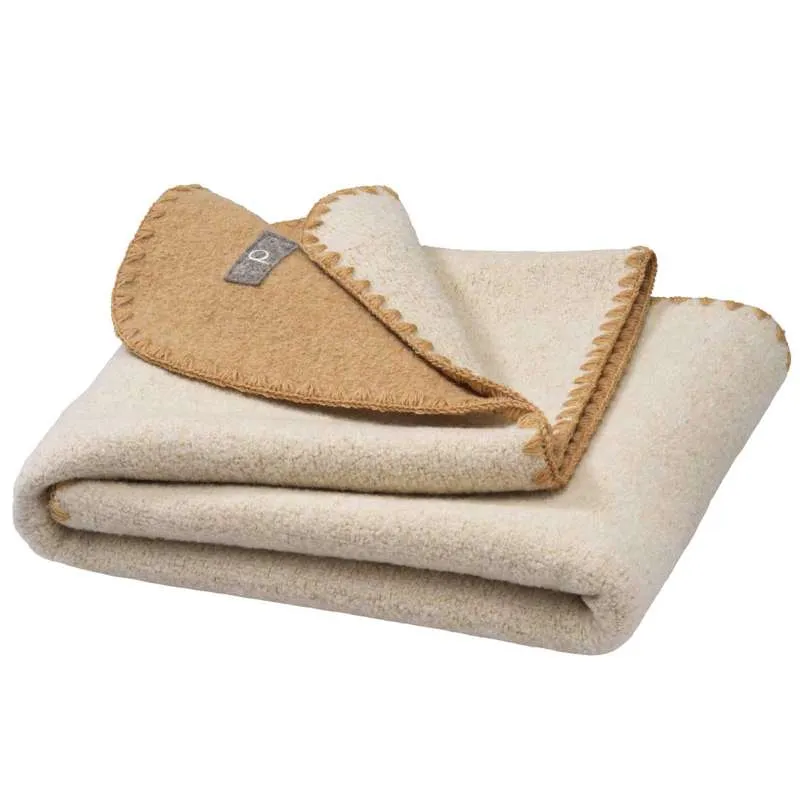 Disana Dobbeltsidet Babytæppe - Merinould - 80x100 cm. - Caramel/Natural