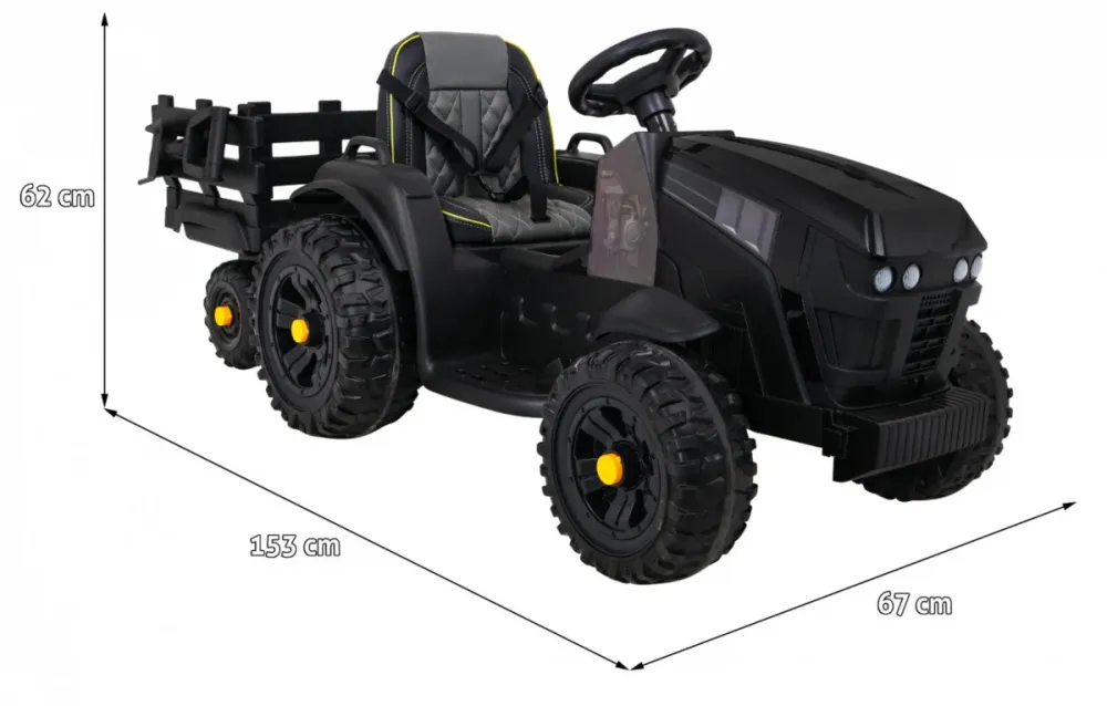 Traktor na akumulator s prikolicom Titanium - crni